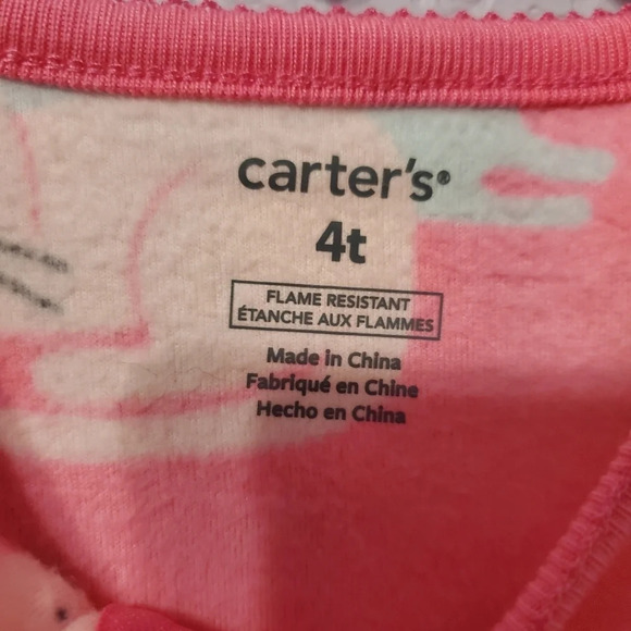 NWOT Carter's Girl Fleece Zipper Footed Kitty Pajamas 4T - Picture 3 of 6